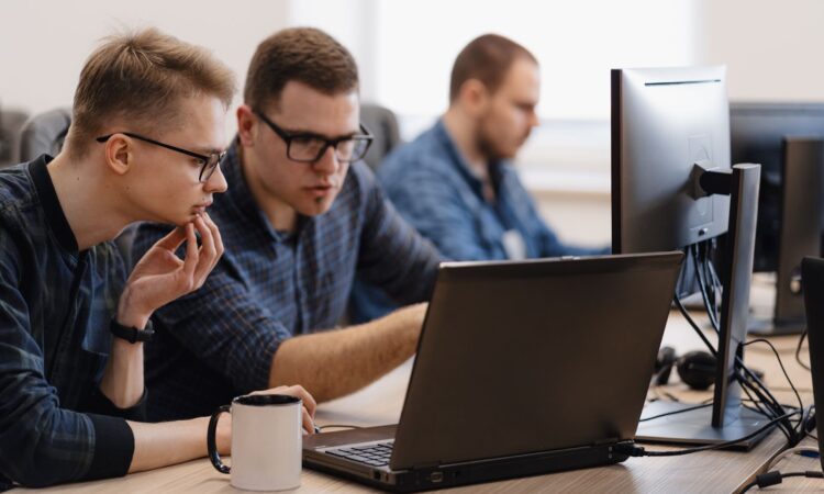 Group of young business people working in the office